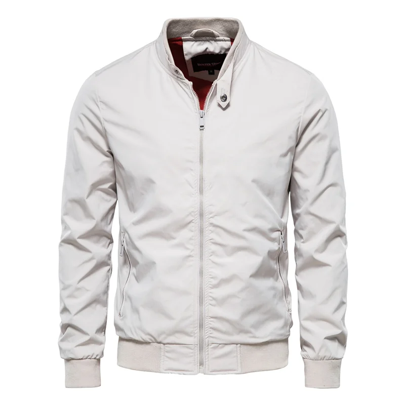 Men's Bomber Jacket with Stand Collar Full Zip Front and Side Pockets - Image 7