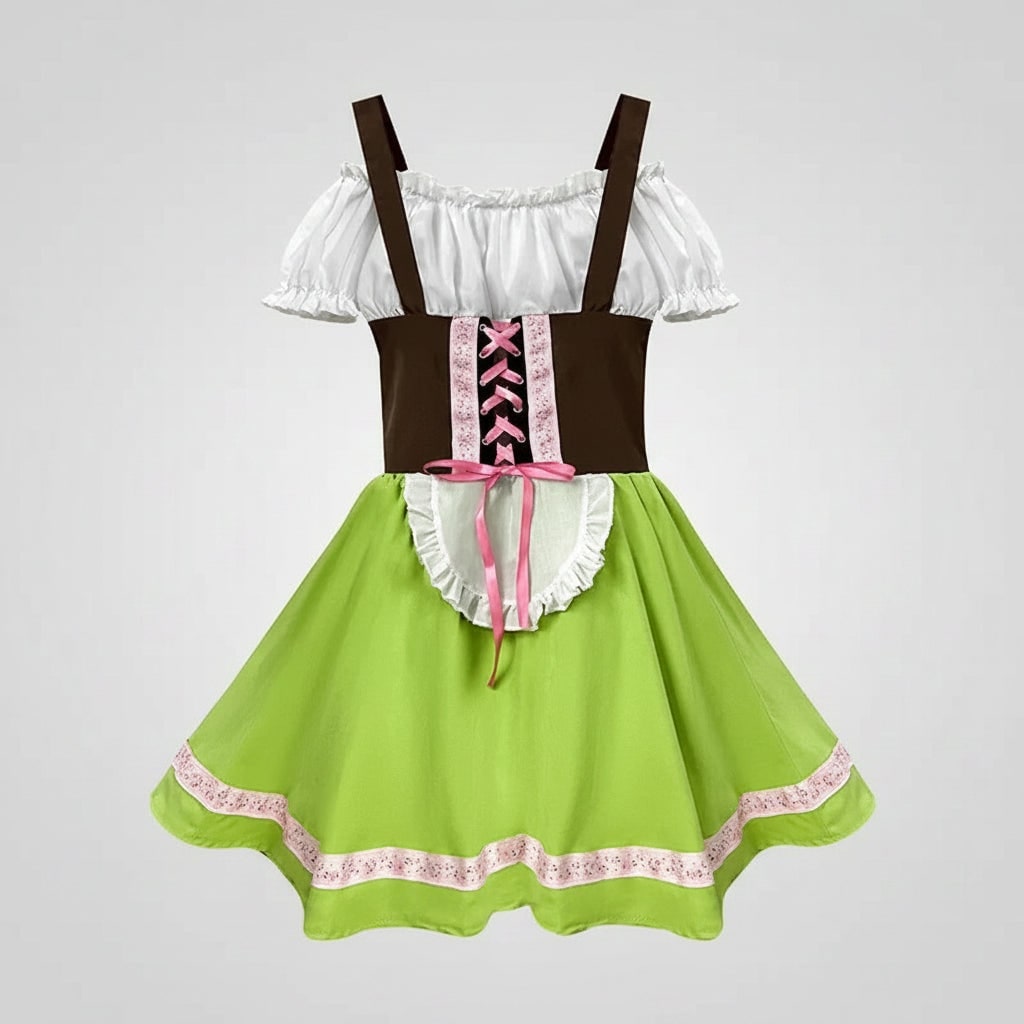 Men's Dirndl Oktoberfest Costume with Lederhosen Lace-Up Corset Bodice and Embroidered Chest Panel - Image 3