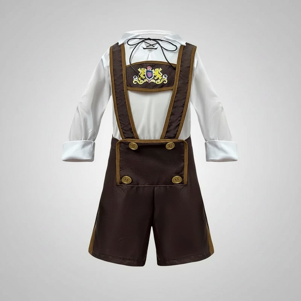 Men's Dirndl Oktoberfest Costume with Lederhosen Lace-Up Corset Bodice and Embroidered Chest Panel - Image 4