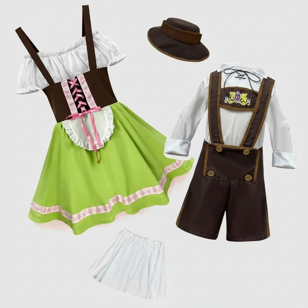 Men's Dirndl Oktoberfest Costume with Lederhosen Lace-Up Corset Bodice and Embroidered Chest Panel - Image 6