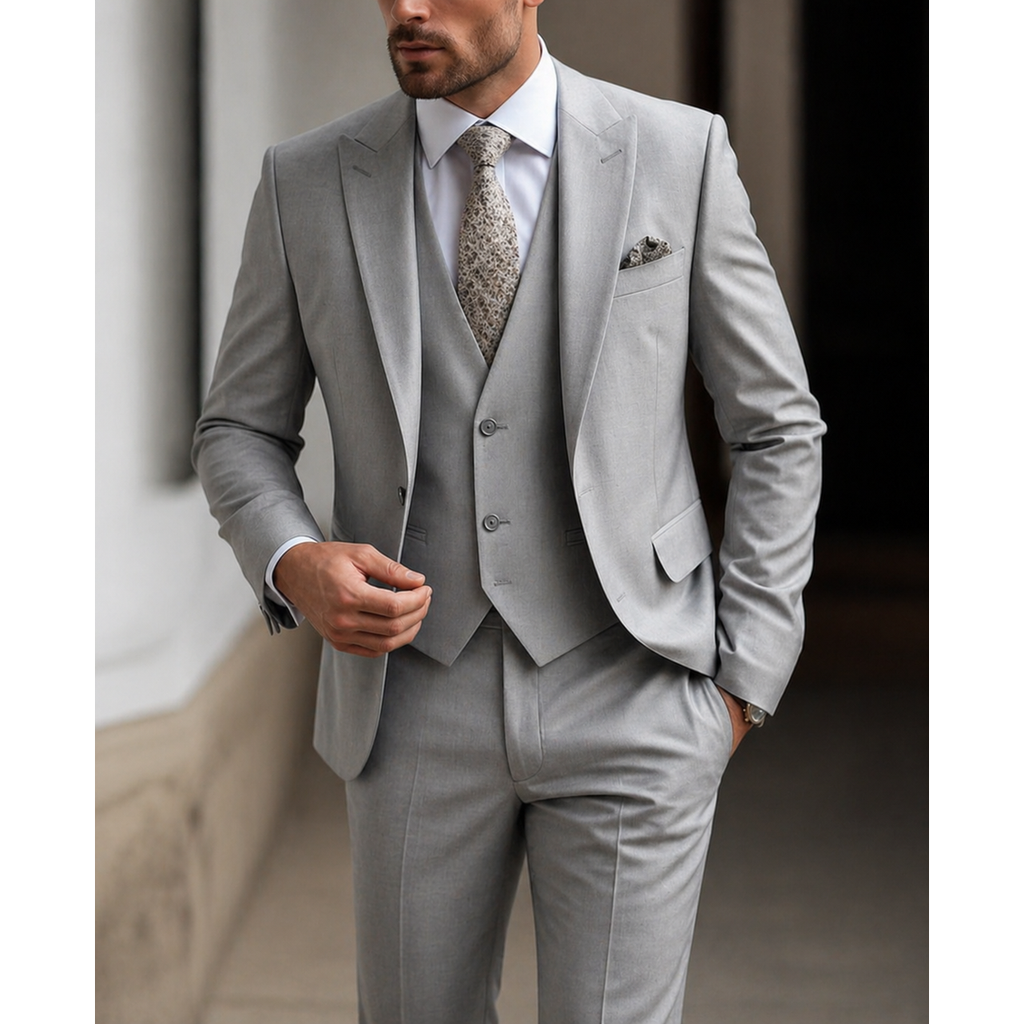 Men's Three Piece Suit with Slim Fit Single Breasted Blazer and Matching Waistcoat - Image 3