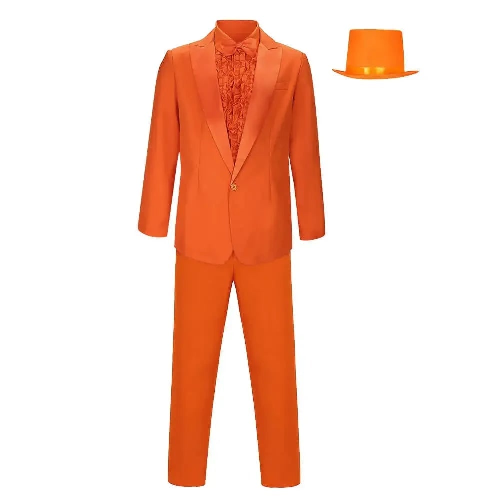 Men's Tuxedo Costume with Ruffled Shirt Bow Tie and Top Hat 5 Piece Formal Set - Image 1