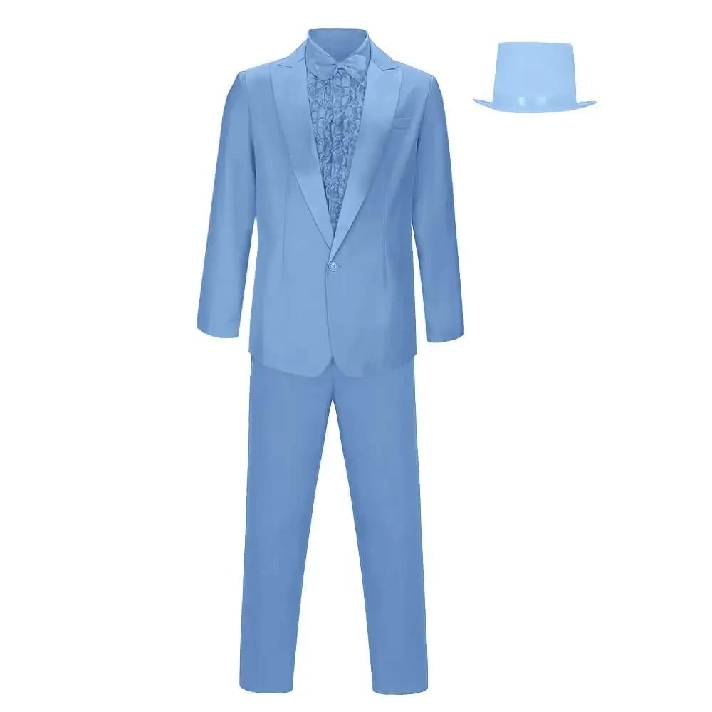 Men's Tuxedo Costume with Ruffled Shirt Bow Tie and Top Hat 5 Piece Formal Set - Image 4