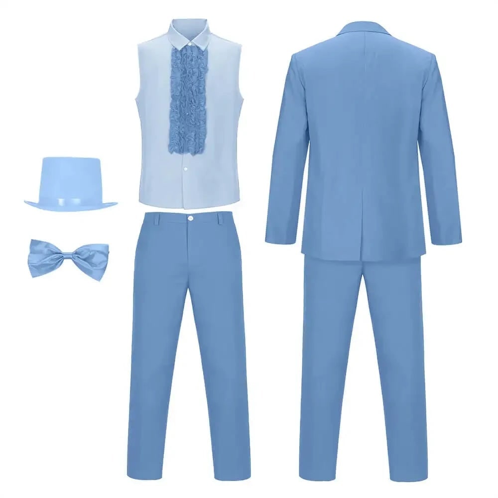 Men's Tuxedo Costume with Ruffled Shirt Bow Tie and Top Hat 5 Piece Formal Set - Image 5