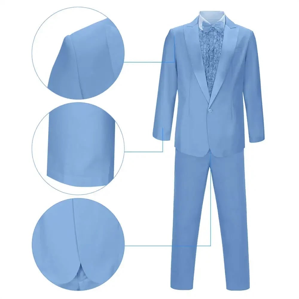 Men's Tuxedo Costume with Ruffled Shirt Bow Tie and Top Hat 5 Piece Formal Set - Image 6