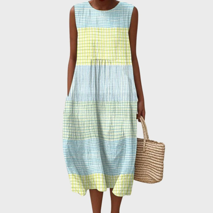 Women's Linen Tiered Midi Dress