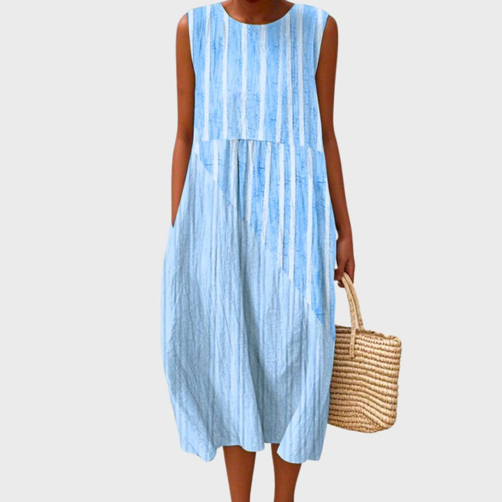 Women's Linen Tiered Midi Dress