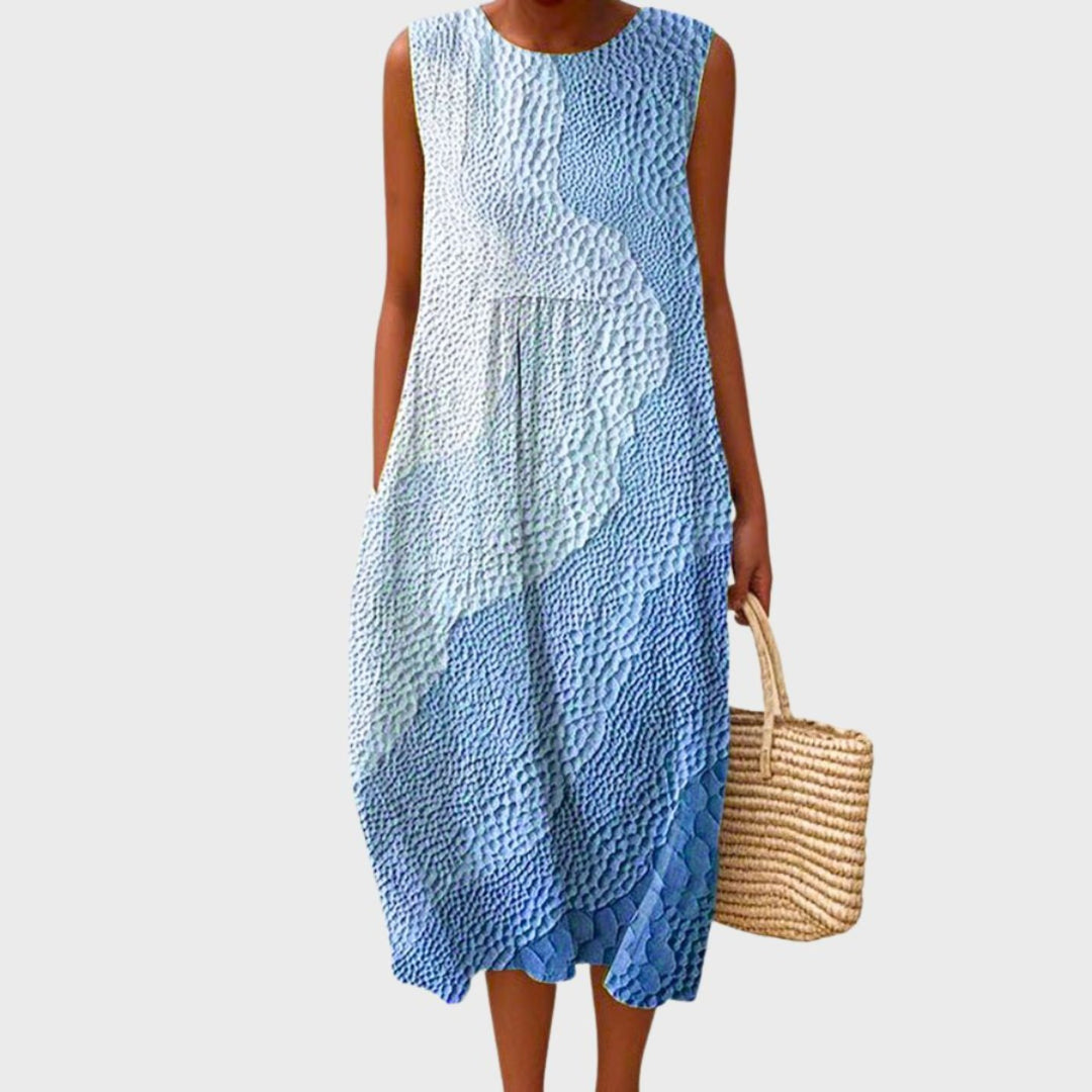 Women's Linen Tiered Midi Dress