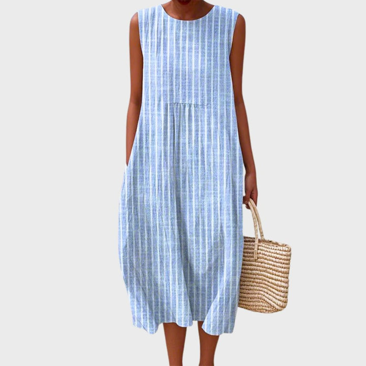 Women's Linen Tiered Midi Dress