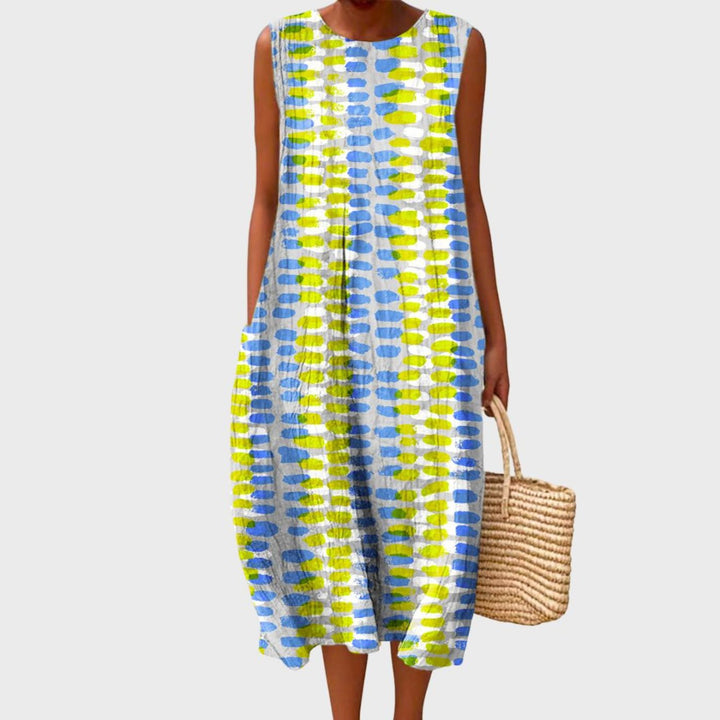 Women's Linen Tiered Midi Dress