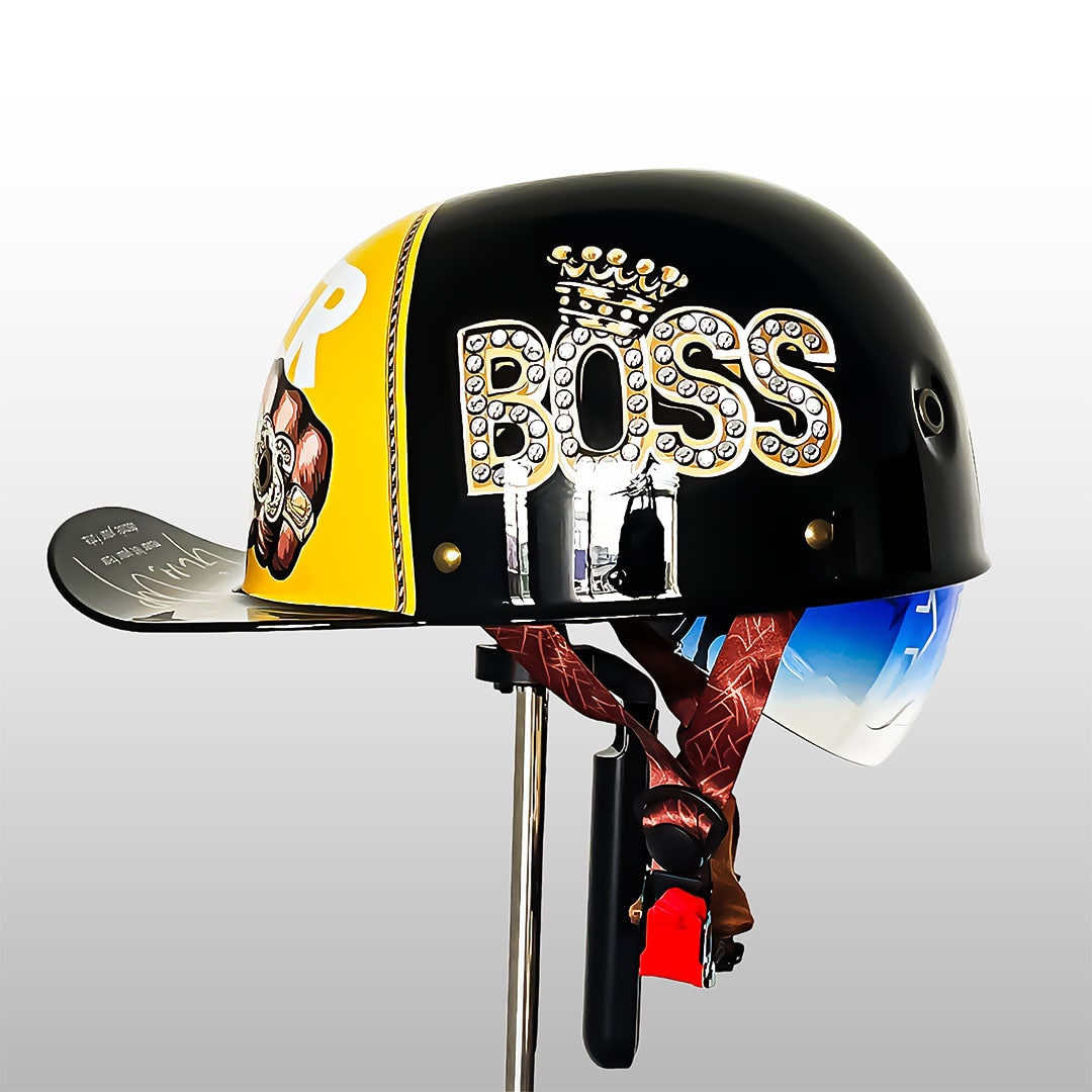 Motorcycle Half Helmet Retro Style with Quick Release Visor and Padded Interior - Image 1