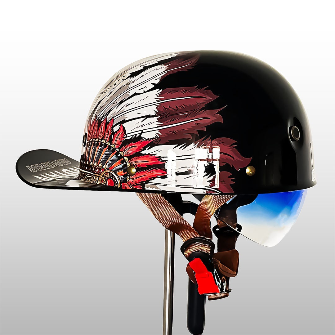 Motorcycle Half Helmet Retro Style with Quick Release Visor and Padded Interior - Image 12