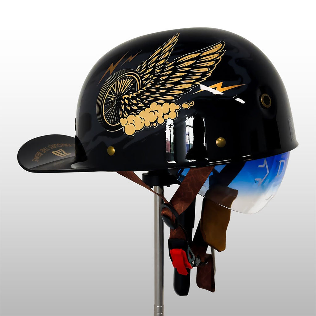 Motorcycle Half Helmet Retro Style with Quick Release Visor and Padded Interior - Image 15