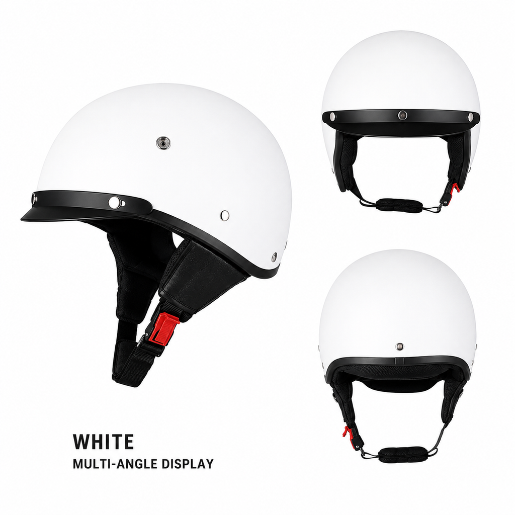 Motorcycle Half Helmet Retro Style with Quick Release Visor and Padded Interior - Image 2