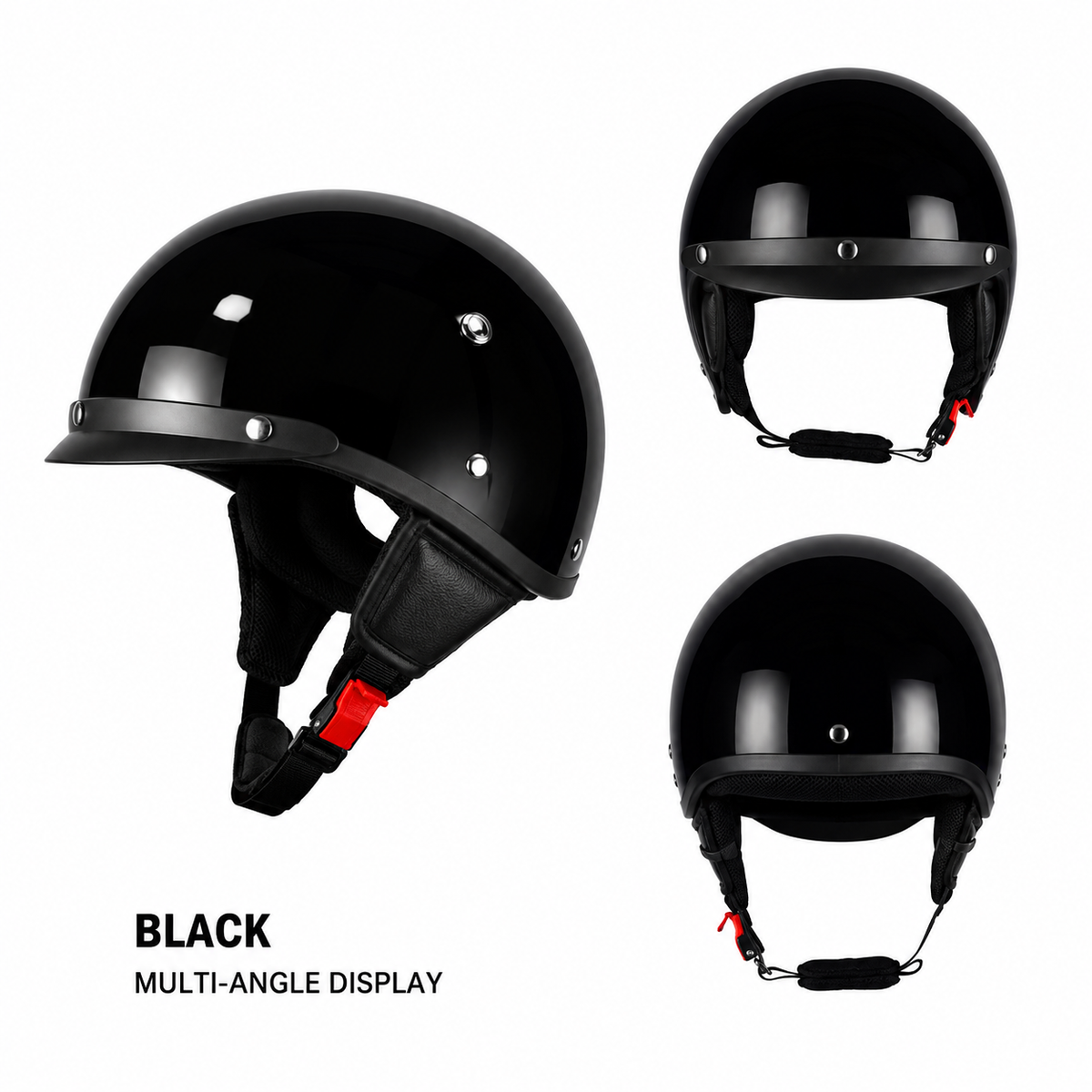 Motorcycle Half Helmet Retro Style with Quick Release Visor and Padded Interior - Image 3