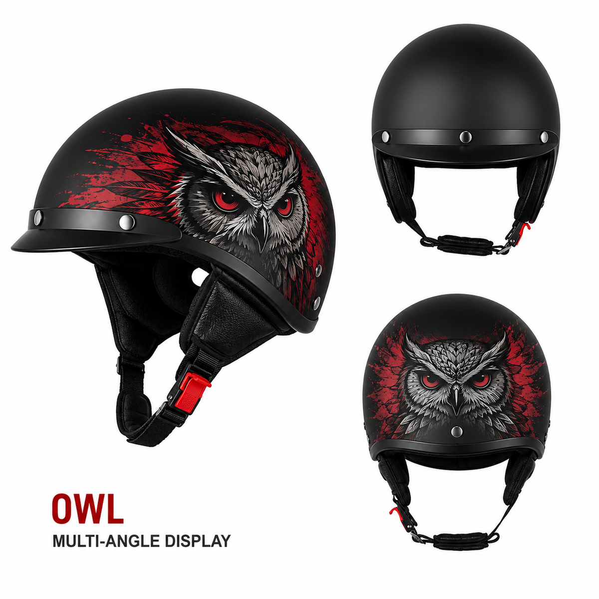Motorcycle Half Helmet Retro Style with Quick Release Visor and Padded Interior - Image 4