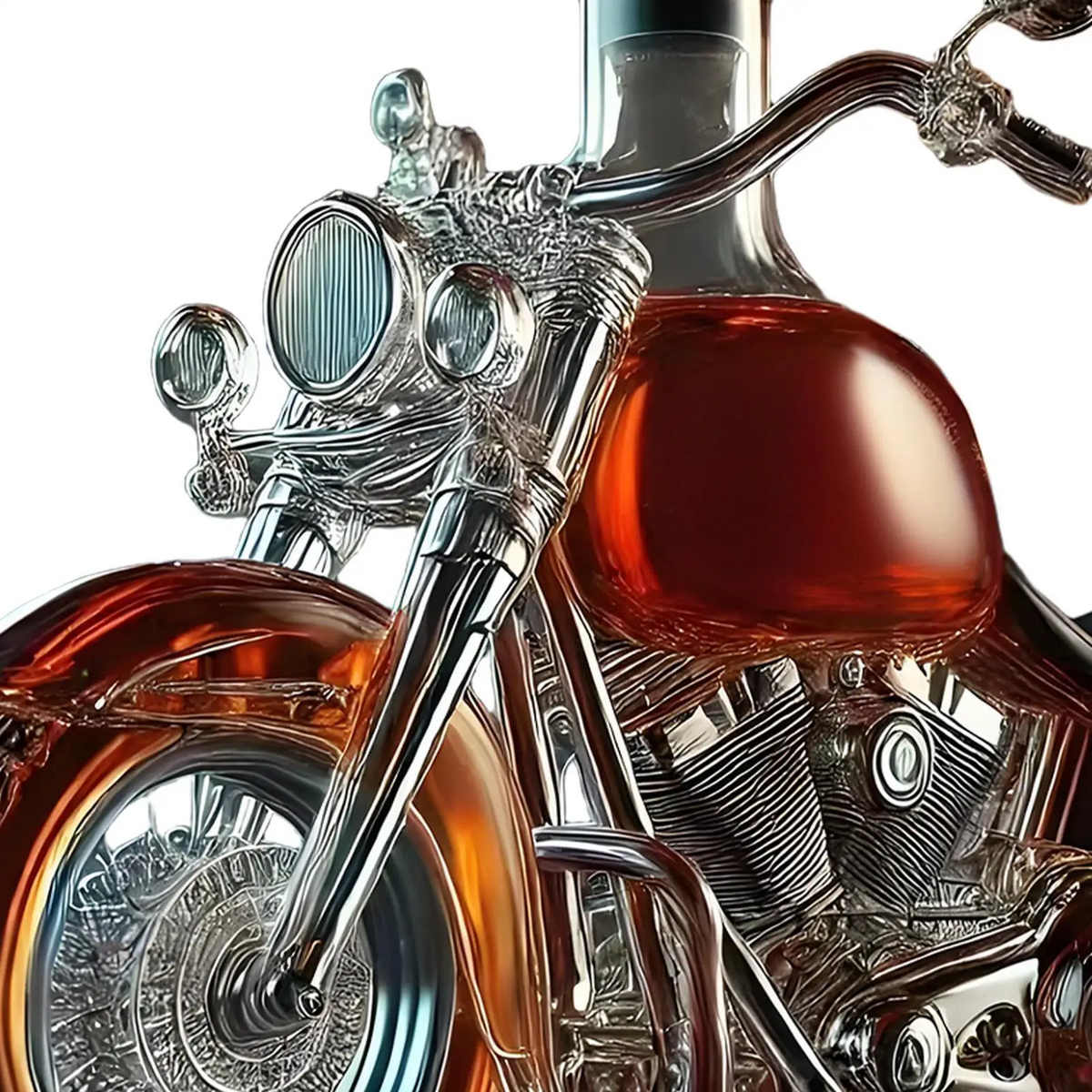 Motorcycle Whiskey Decanter with Glass Cruiser Design and Decorative Bottle Cap - Image 6