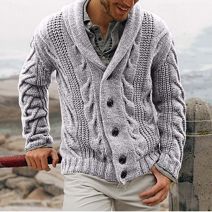 Men's Cable Knit Shawl Collar Cardigan