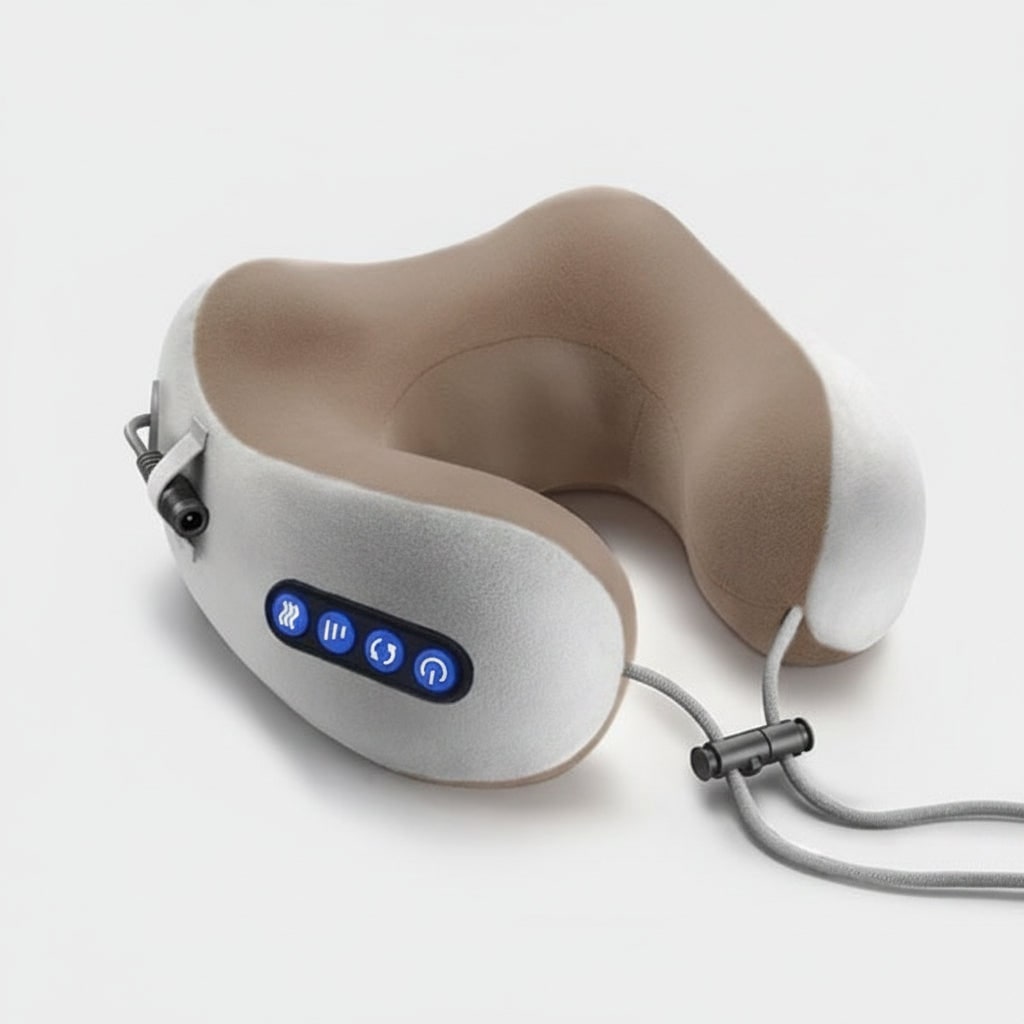 Neck Massager with Heat and Vibration U-Shaped Ergonomic Pillow Rechargeable Cordless - Image 1