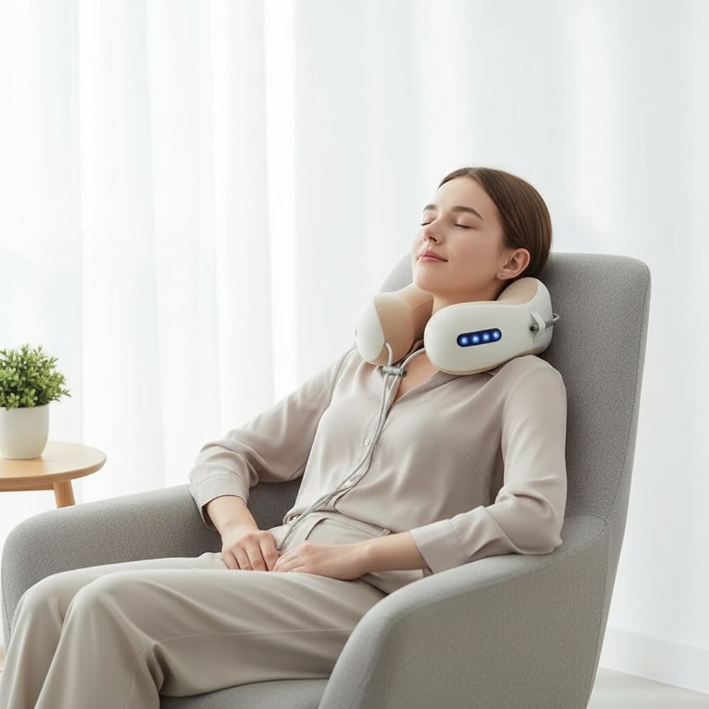 Neck Massager with Heat and Vibration U-Shaped Ergonomic Pillow Rechargeable Cordless - Image 3