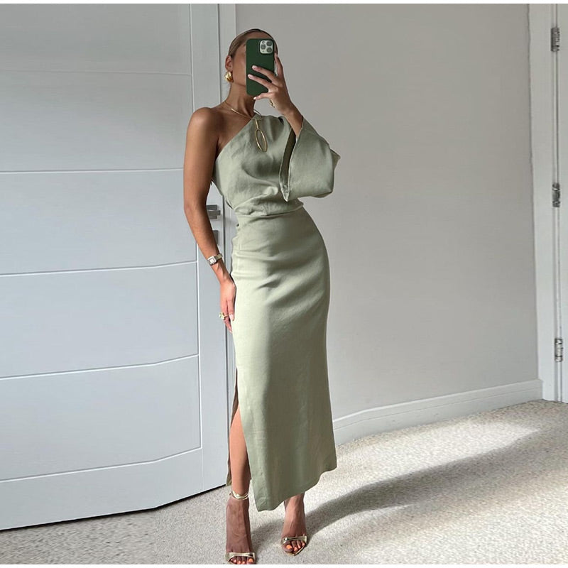 Women's One Shoulder Maxi Dress