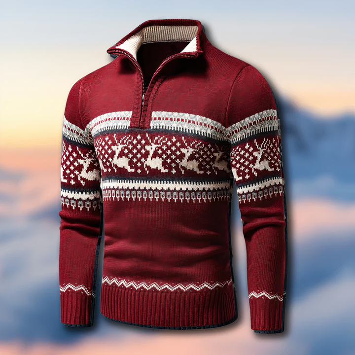 Men's Quarter Zip Fair Isle Jumper