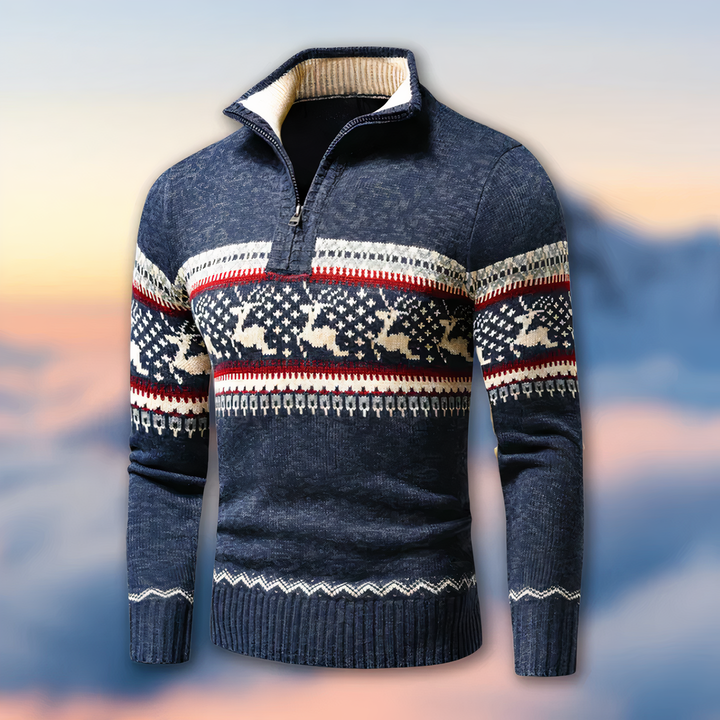 Men's Quarter Zip Fair Isle Jumper