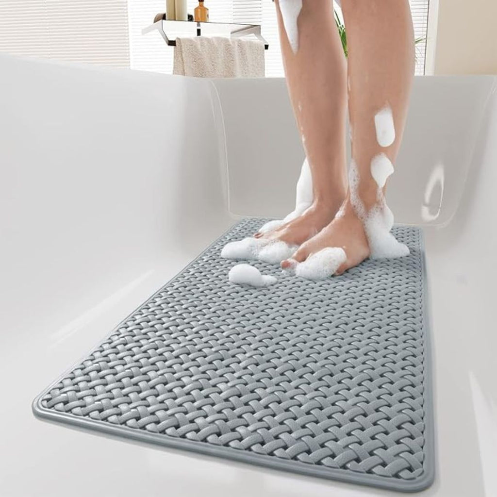 Non Slip Bath Mat with Suction Cups and Basketweave Drainage - Image 1