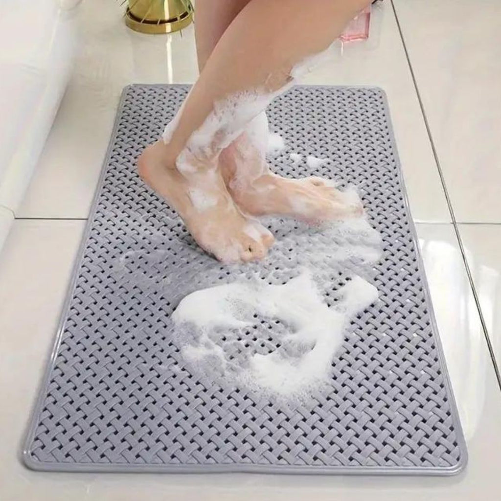 Non Slip Bath Mat with Suction Cups and Basketweave Drainage - Image 4