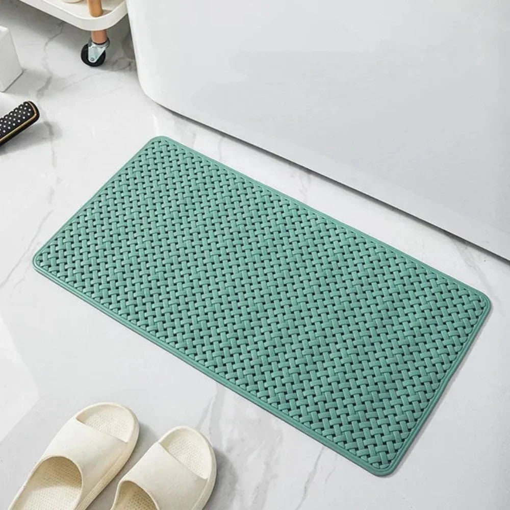 Non Slip Bath Mat with Suction Cups and Basketweave Drainage - Image 9