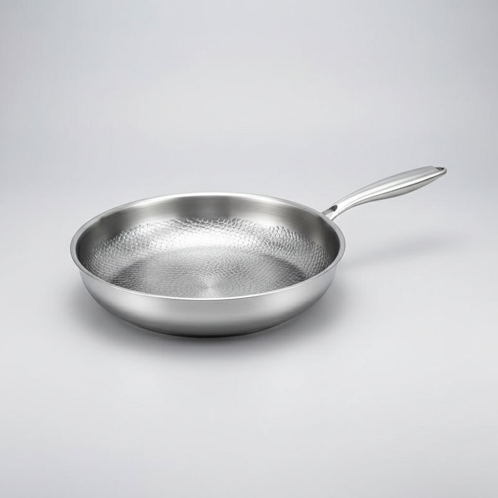 Nonstick Frying Pan with Hammered Stainless Steel and Induction Compatible Base - Image 10