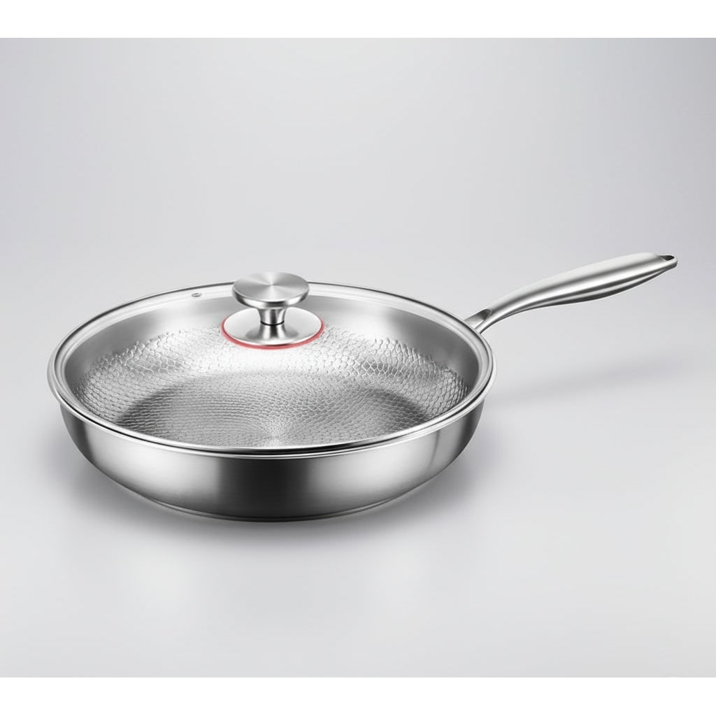 Nonstick Frying Pan with Hammered Stainless Steel and Induction Compatible Base - Image 11