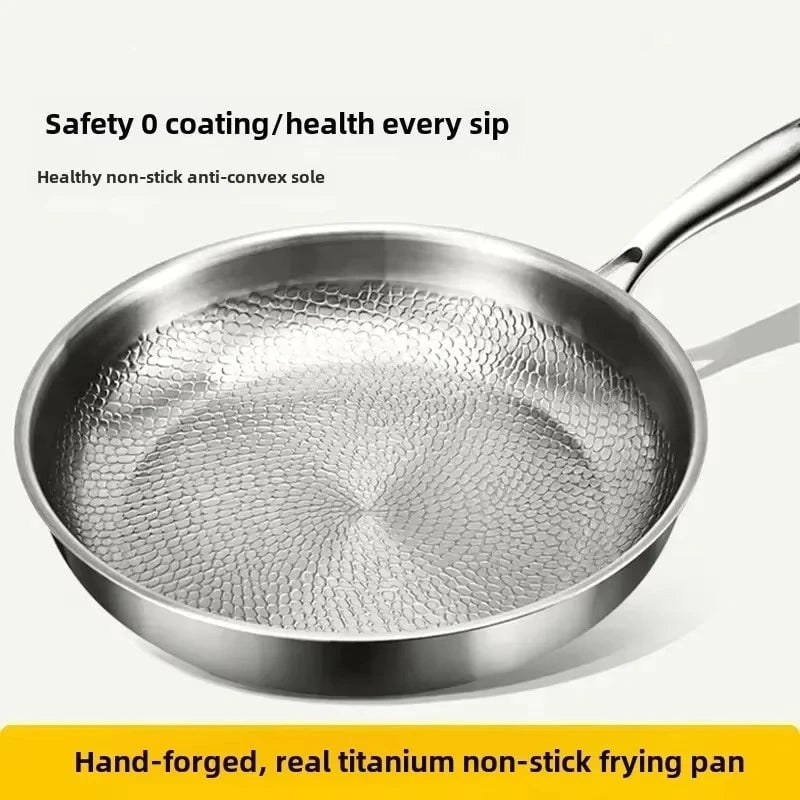Nonstick Frying Pan with Hammered Stainless Steel and Induction Compatible Base - Image 4