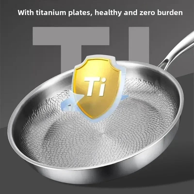 Nonstick Frying Pan with Hammered Stainless Steel and Induction Compatible Base - Image 5