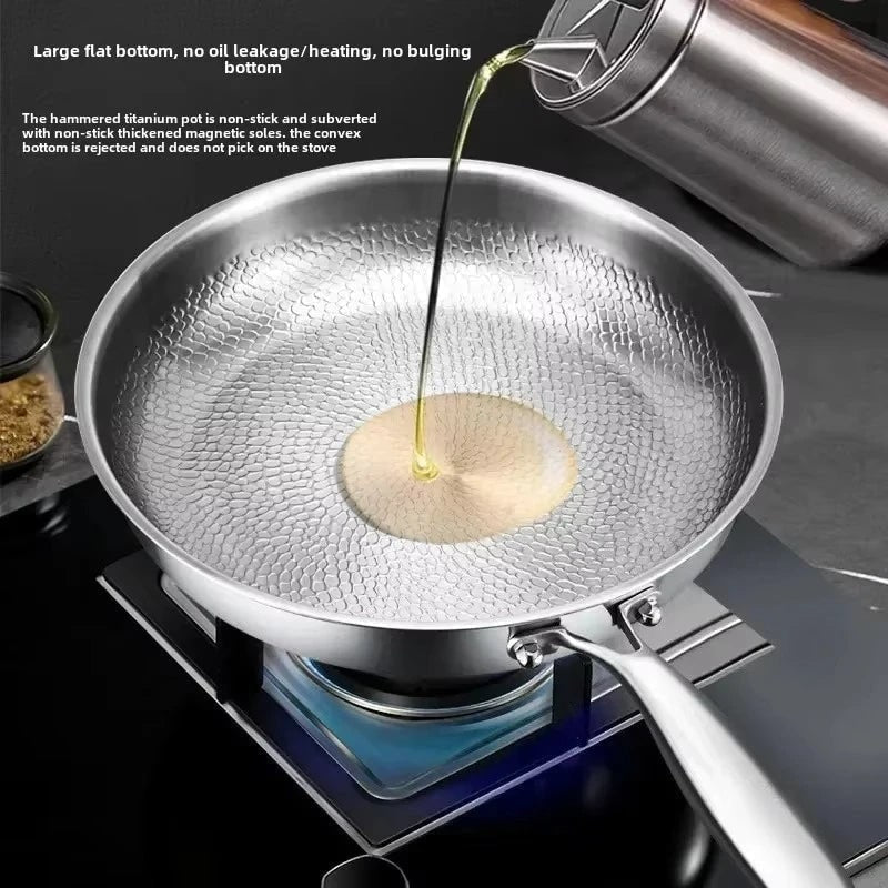 Nonstick Frying Pan with Hammered Stainless Steel and Induction Compatible Base - Image 6
