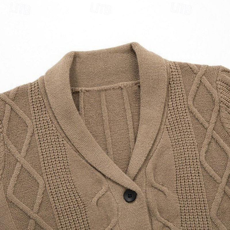 Men's Cable Knit Shawl Collar Cardigan