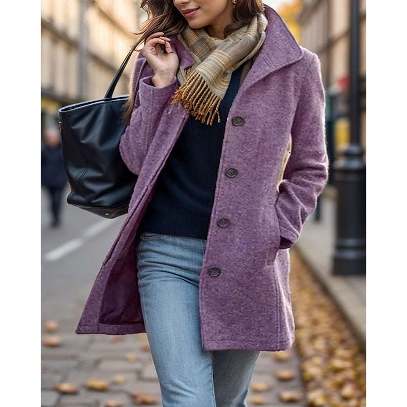 Women's Mid Length Button Front Coat