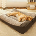 Orthopedic Dog Bed with Raised Bolster Plush Waffle Top and Machine Washable Cover - Image 1