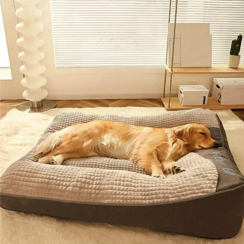 Orthopedic Dog Bed with Raised Bolster Plush Waffle Top and Machine Washable Cover - Image 2