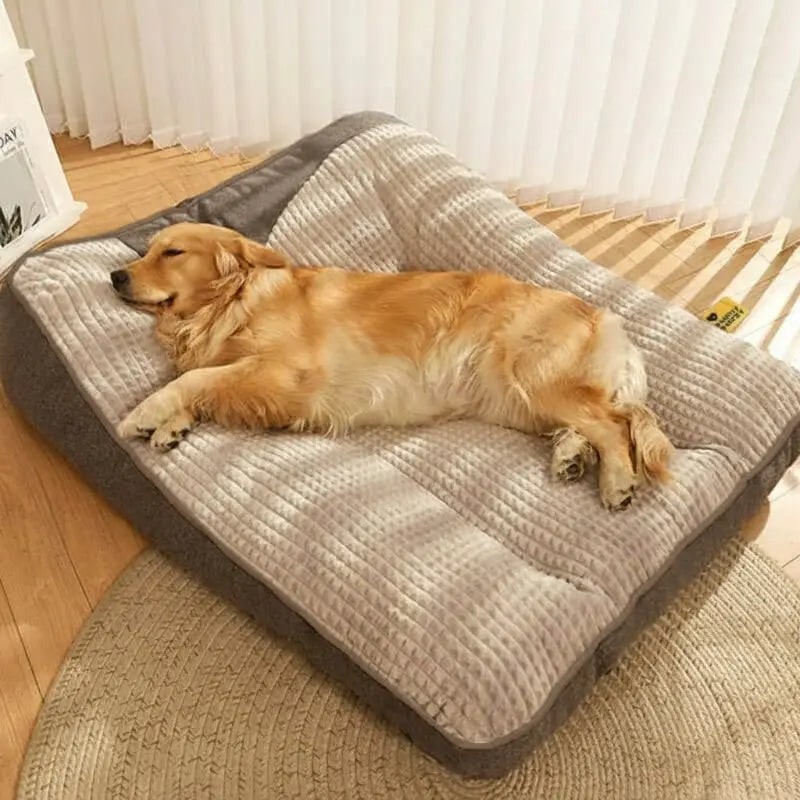 Orthopedic Dog Bed with Raised Bolster Plush Waffle Top and Machine Washable Cover - Image 3