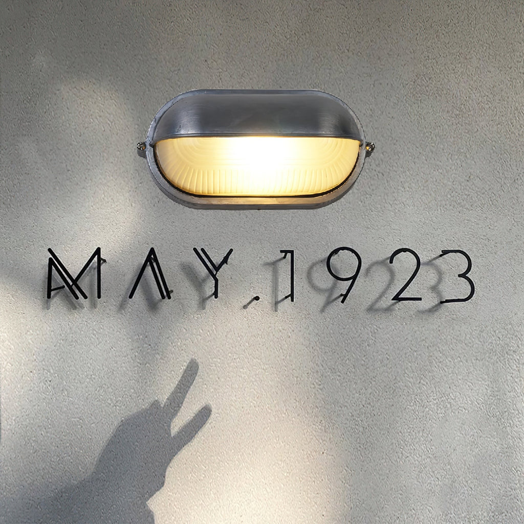 Outdoor Industrial Wall Light with Oval Bulkhead Design and Ribbed Glass Diffuser - Image 13