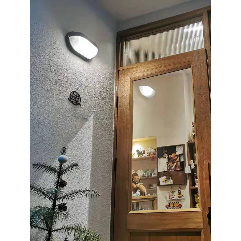 Outdoor Industrial Wall Light with Oval Bulkhead Design and Ribbed Glass Diffuser - Image 16