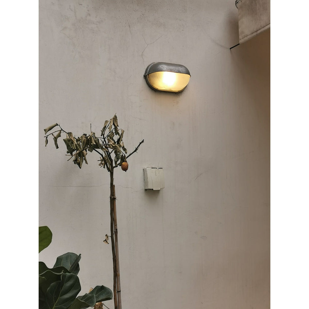 Outdoor Industrial Wall Light with Oval Bulkhead Design and Ribbed Glass Diffuser - Image 17
