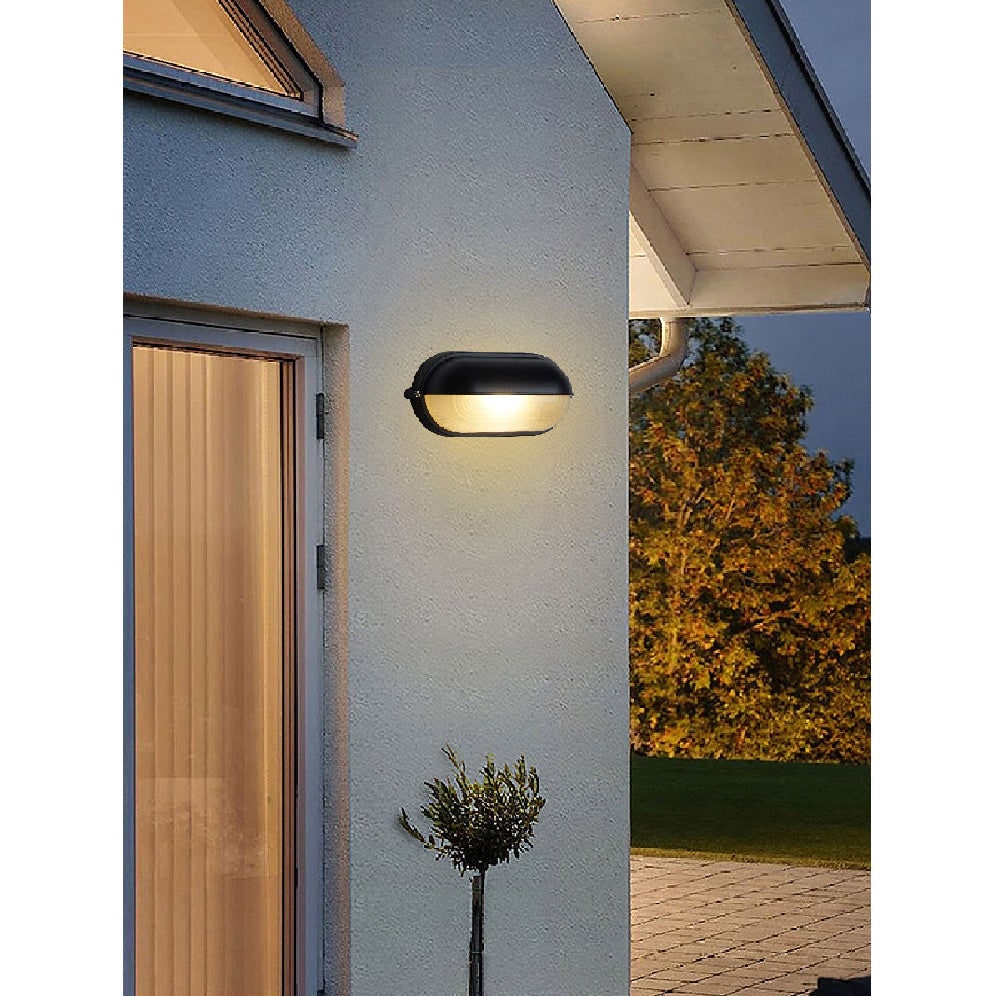 Outdoor Industrial Wall Light with Oval Bulkhead Design and Ribbed Glass Diffuser - Image 19