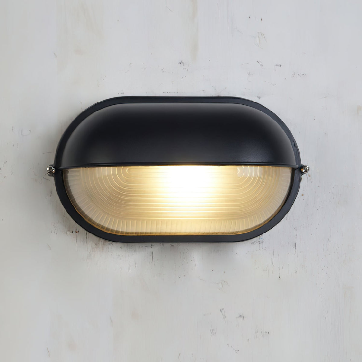 Outdoor Industrial Wall Light with Oval Bulkhead Design and Ribbed Glass Diffuser - Image 35