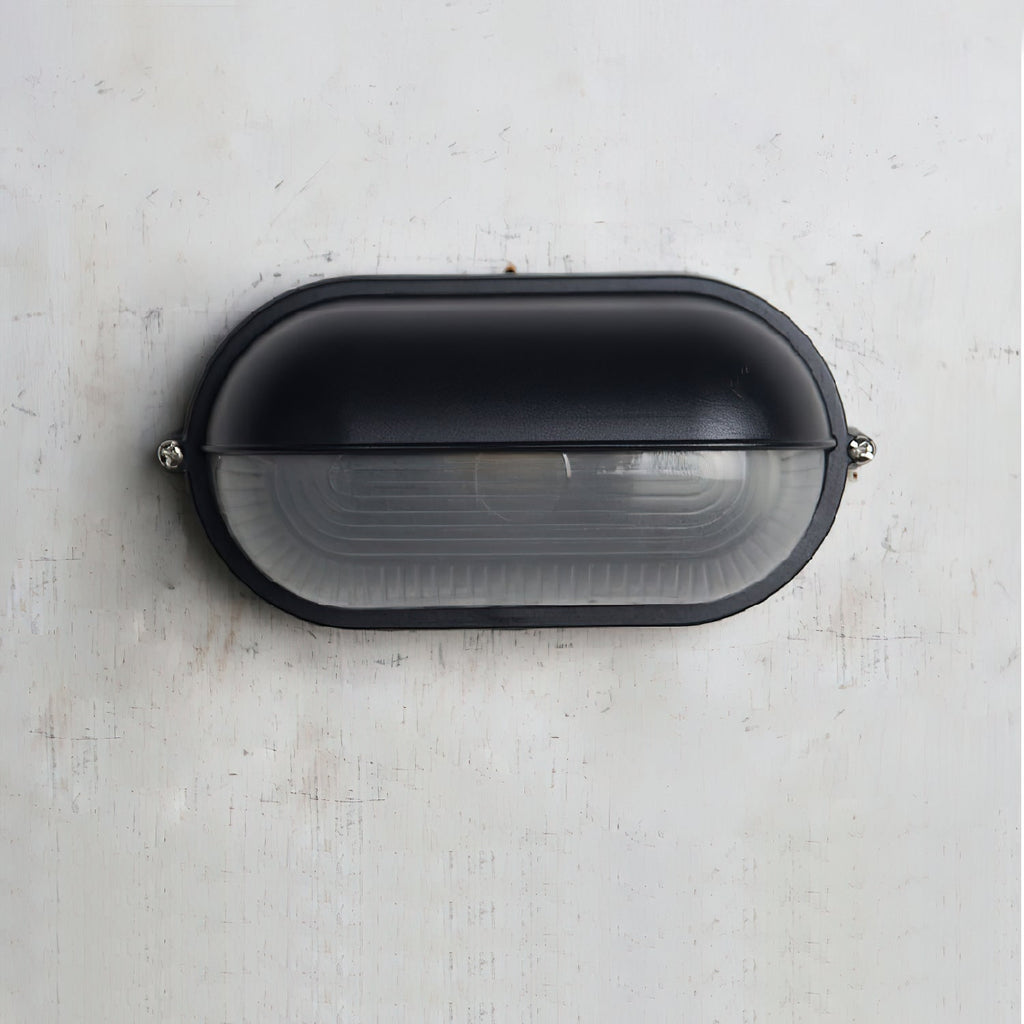 Outdoor Industrial Wall Light with Oval Bulkhead Design and Ribbed Glass Diffuser - Image 36