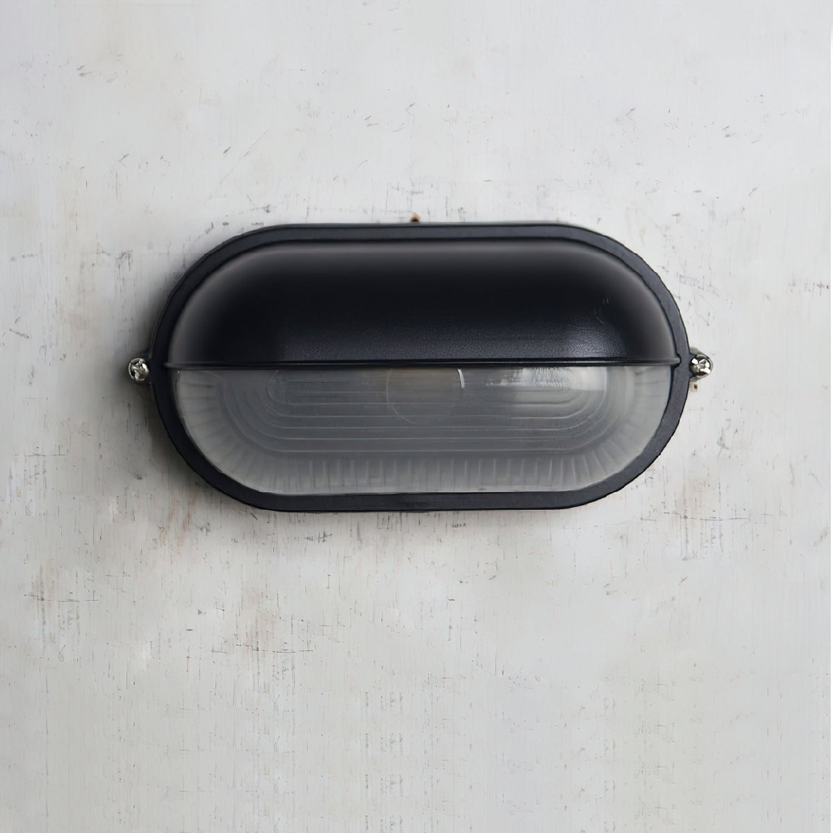 Outdoor Industrial Wall Light with Oval Bulkhead Design and Ribbed Glass Diffuser - Image 36