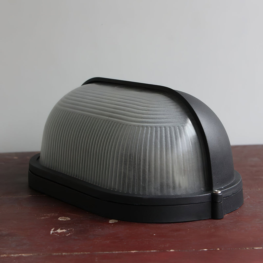 Outdoor Industrial Wall Light with Oval Bulkhead Design and Ribbed Glass Diffuser - Image 38