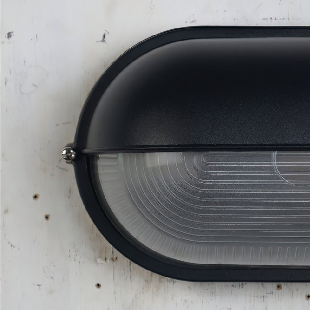 Outdoor Industrial Wall Light with Oval Bulkhead Design and Ribbed Glass Diffuser - Image 39
