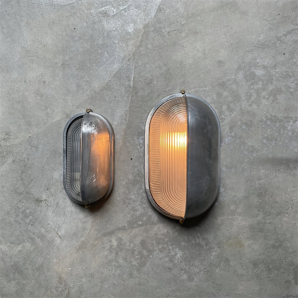 Outdoor Industrial Wall Light with Oval Bulkhead Design and Ribbed Glass Diffuser - Image 41